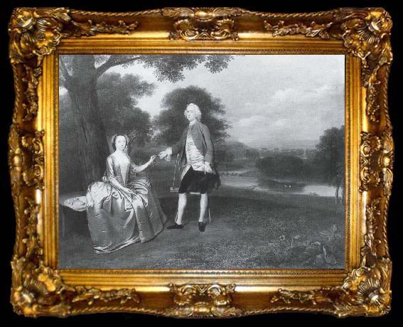 framed  Arthur Devis Gentleman and Lady in a Landscape, ta009-2